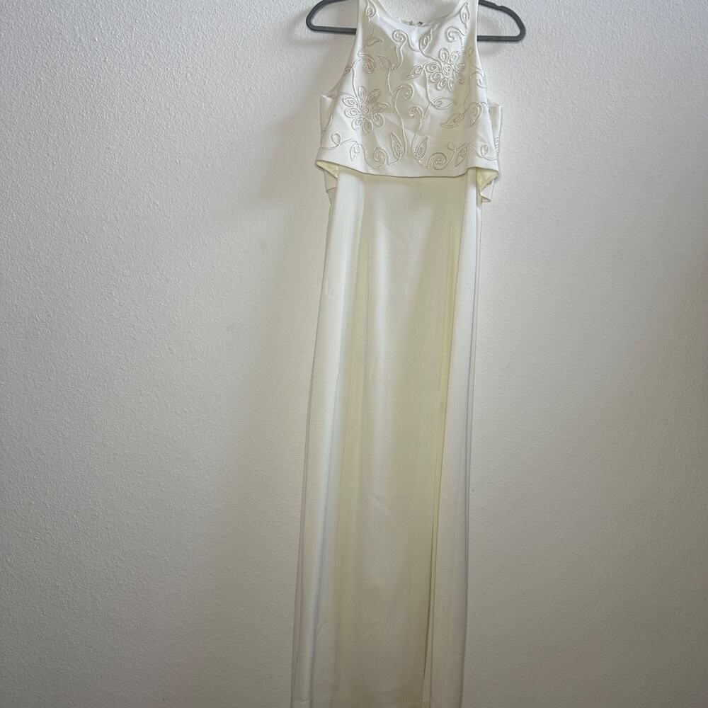 Vintage Rimini Ivory Beaded Maxi Dress Wedding Guest Bridal Size 10